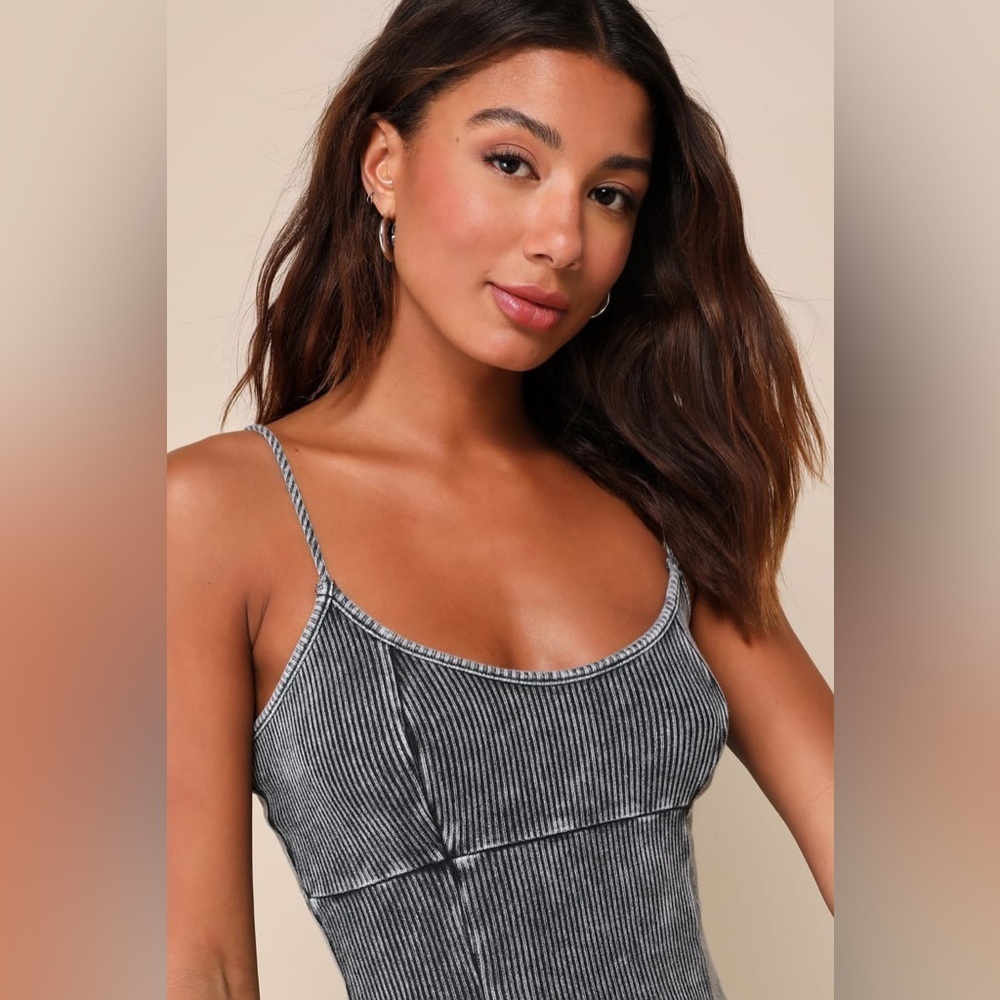 Lulu's Simply Pretty Washed Black Ribbed Pleated Sleeveless
Mini Dress - Picture 3 of 6